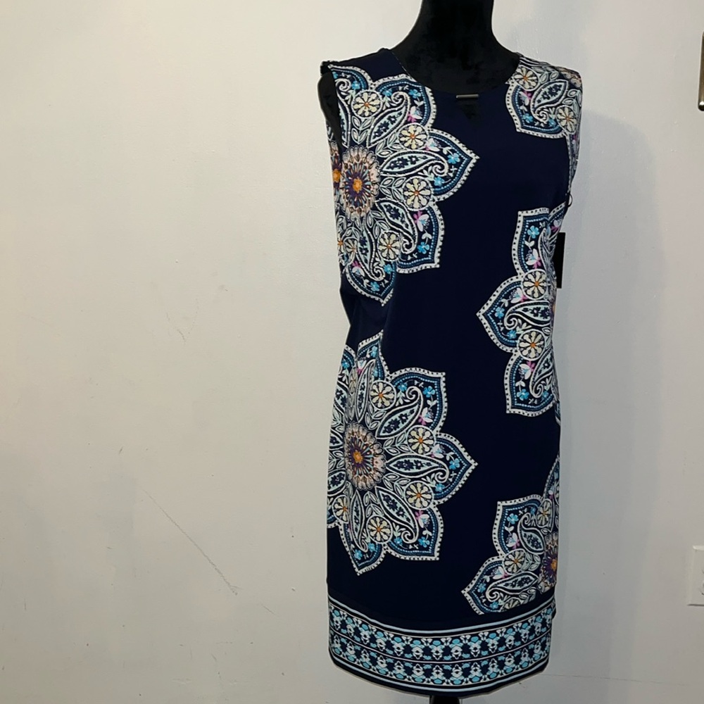 PET/ XL Navy multi-color/ design, sleeveless, rhimestones